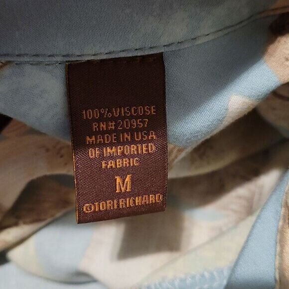 Tori Richard blue leaf Hawaii theme shirt - Picture 5 of 6